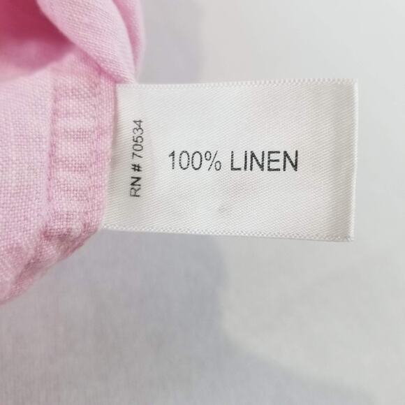 Orvis Shirt Mens Medium Pink 100% Linen Short Sleeve Button Front Summer Casual - Picture 7 of 11